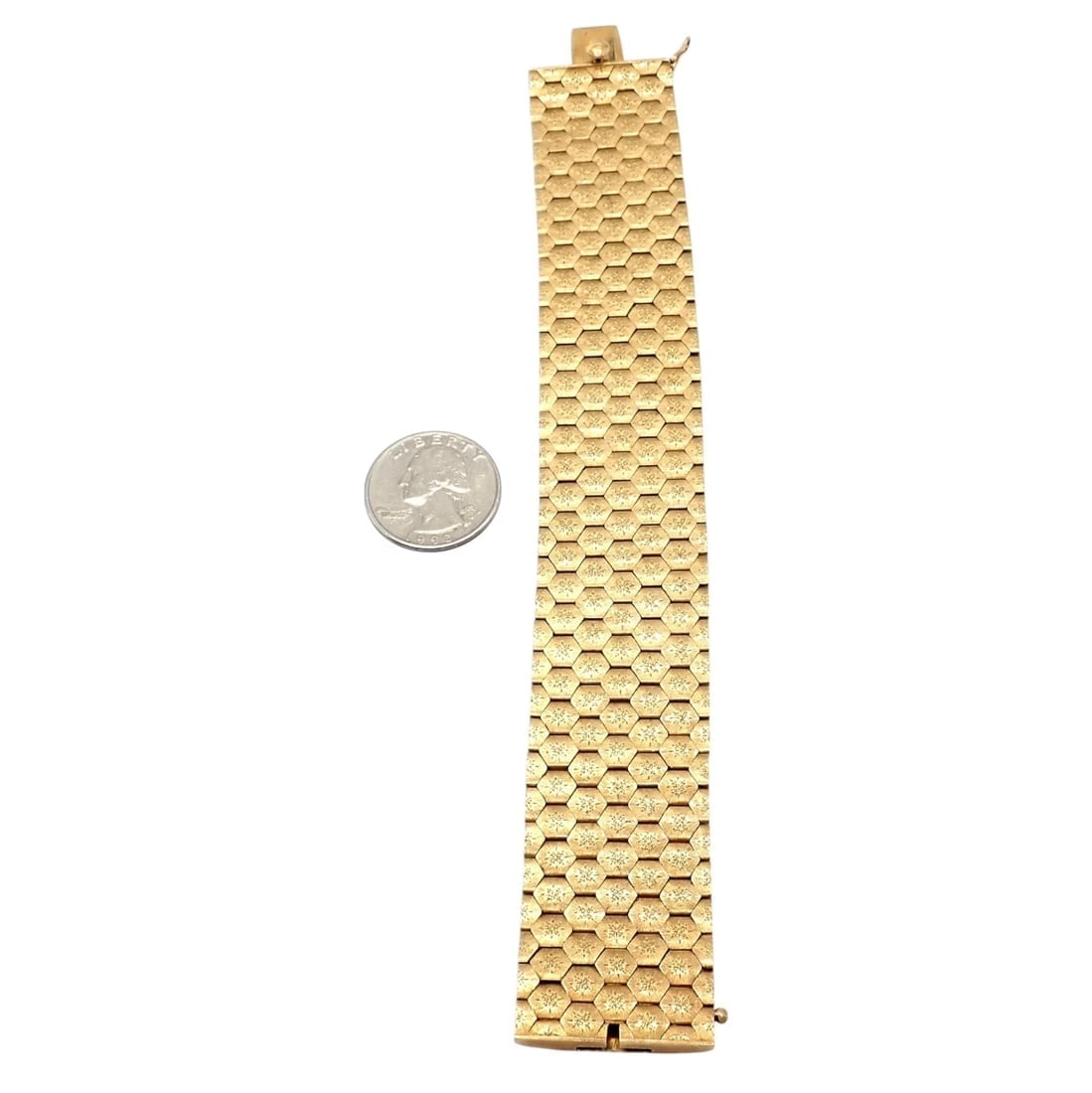 Authentic! Vintage Mario Buccellati 18k Yellow Gold Honeycomb Hexagon Bracelet - 7