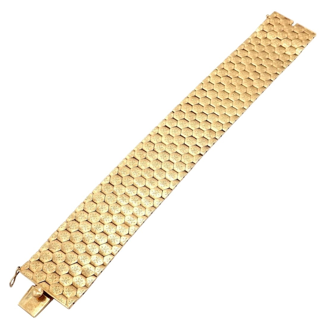 Authentic! Vintage Mario Buccellati 18k Yellow Gold Honeycomb Hexagon Bracelet - 8