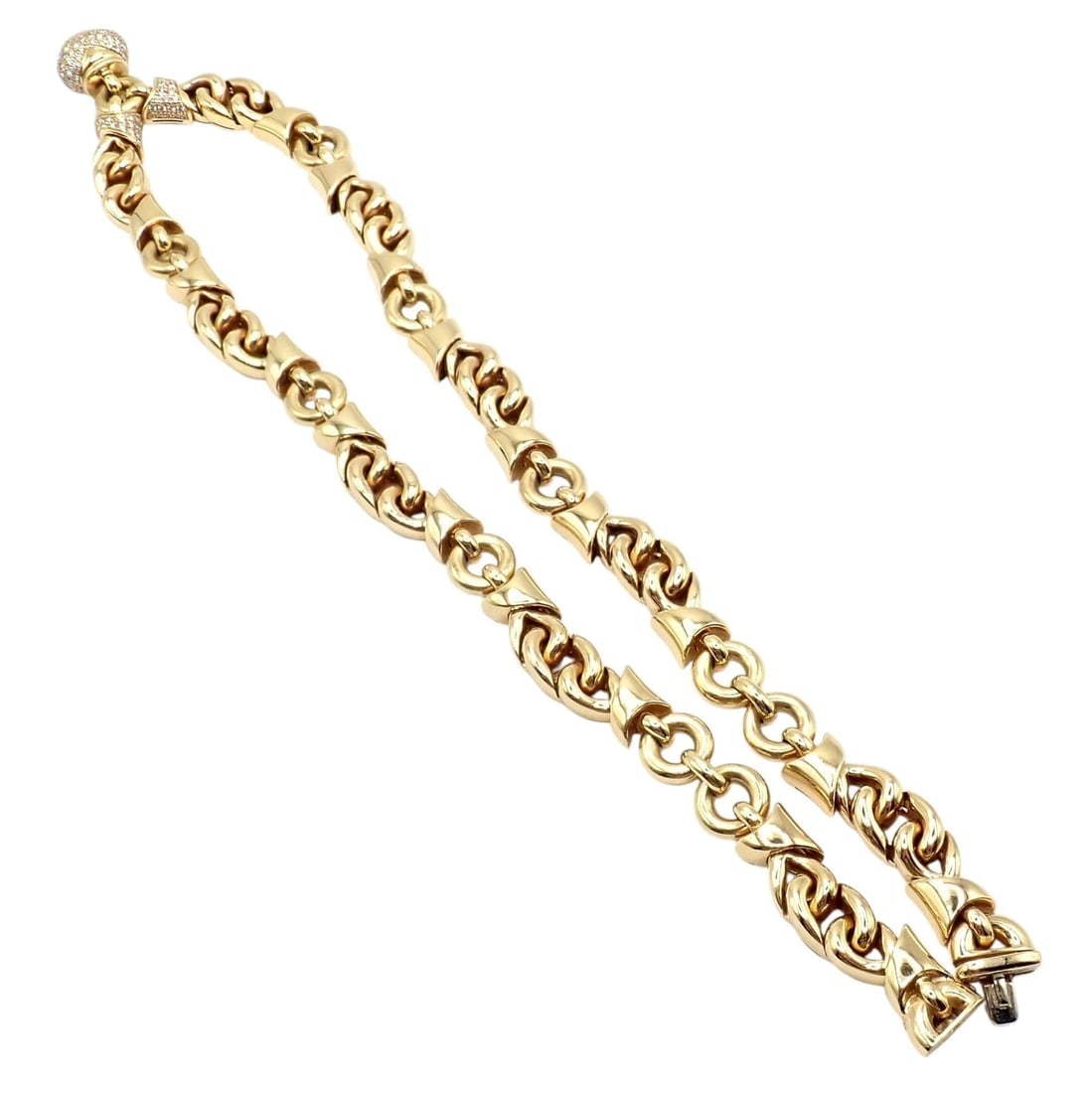 Rare! Bvlgari Bulgari 18k Yellow Gold Diamond Doppio Cuore Heart Necklace - 10