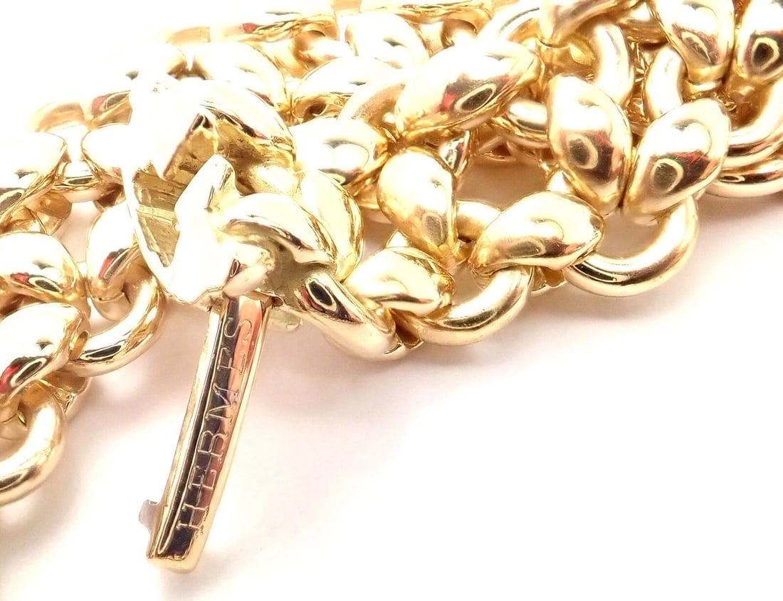 Rare! Vintage Authentic Hermes 18k Yellow Gold Link Necklace - 8