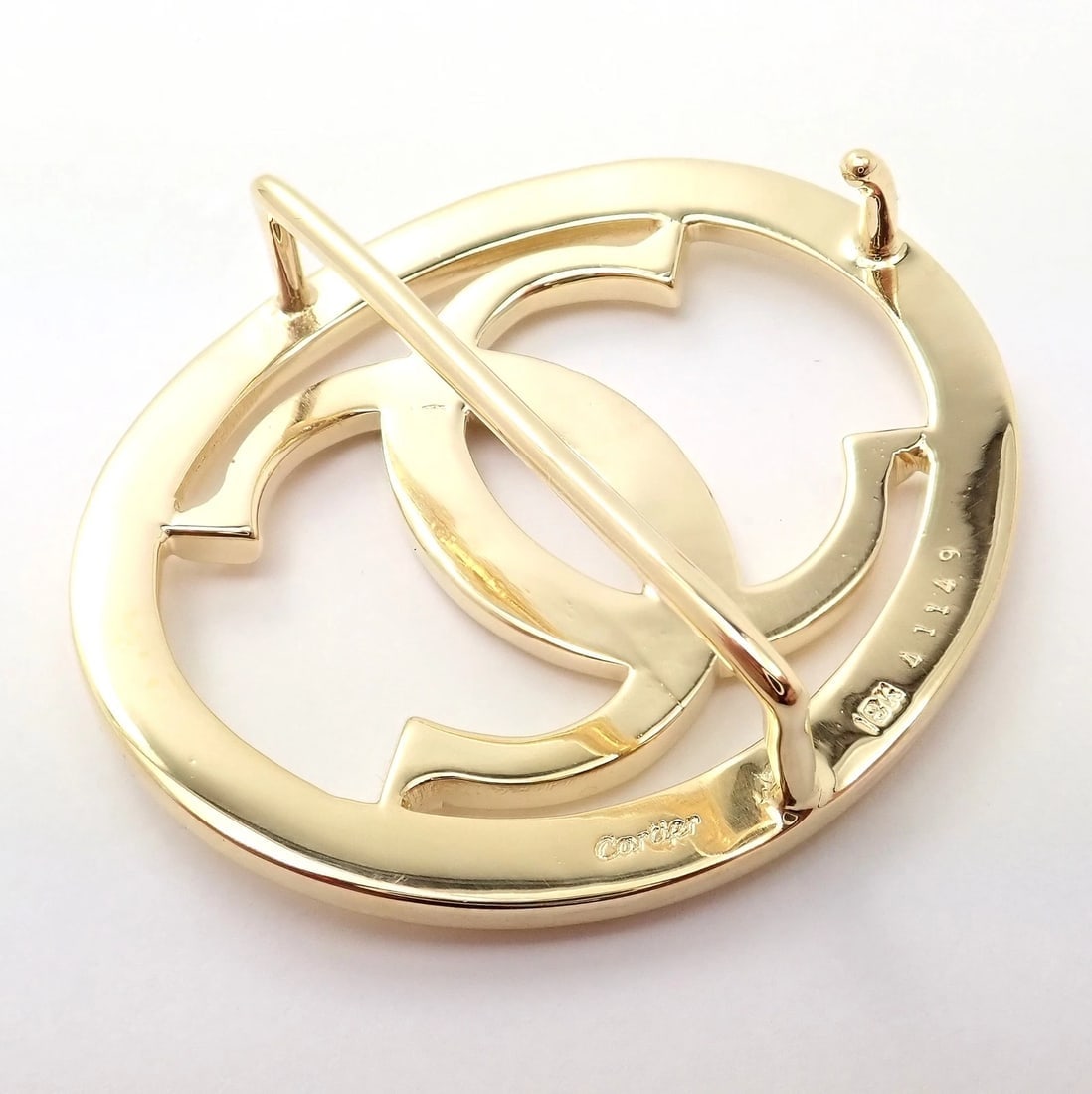 Rare! Cartier 18k Yellow Gold Signature Classic Large Double C Belt Buckle - 3