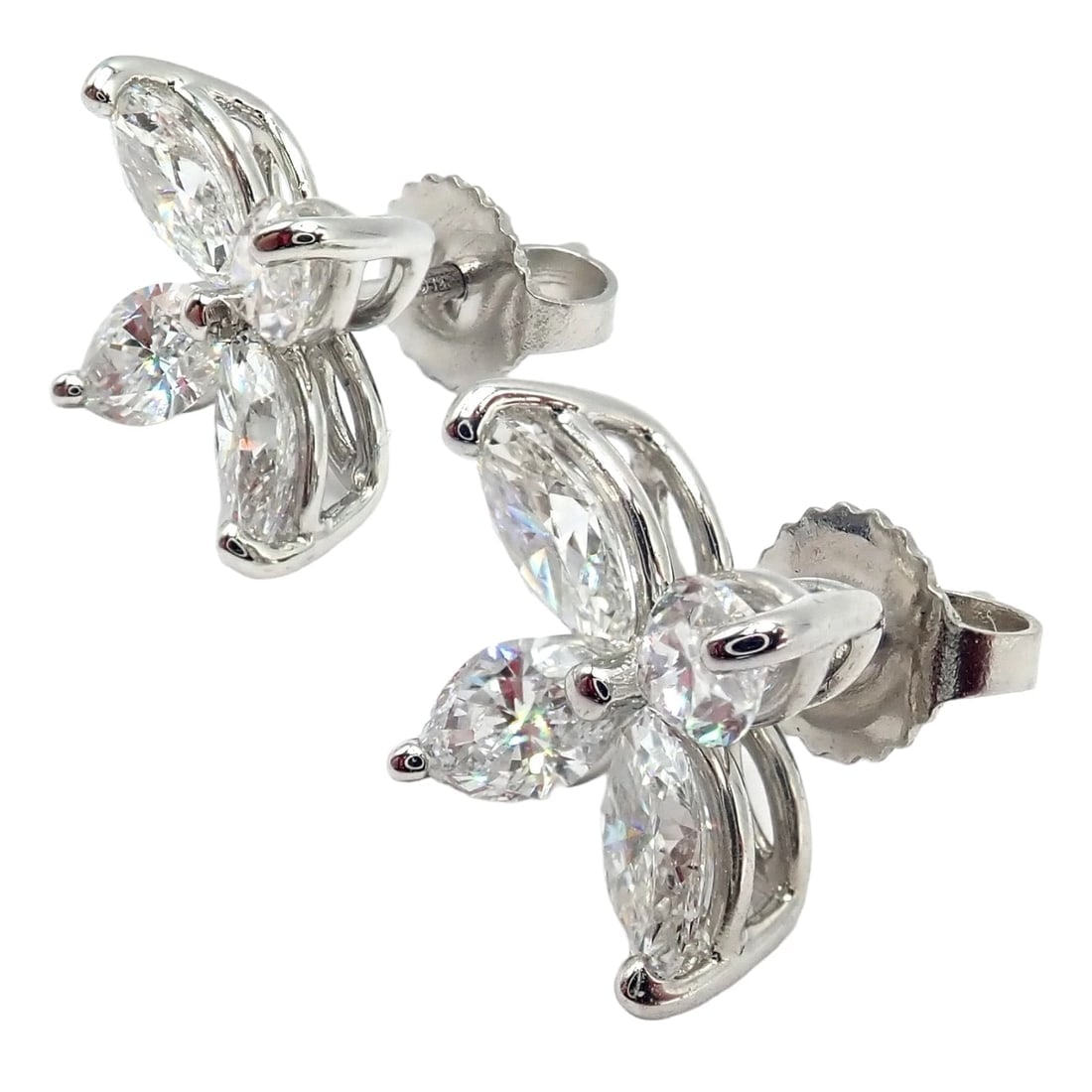 Authentic! Tiffany & Co Platinum Victoria Marquise Cut Diamond Large Earrings - 11