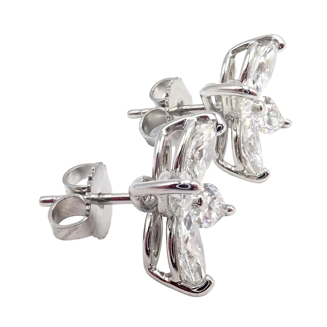Authentic! Tiffany & Co Platinum Victoria Marquise Cut Diamond Large Earrings - 4