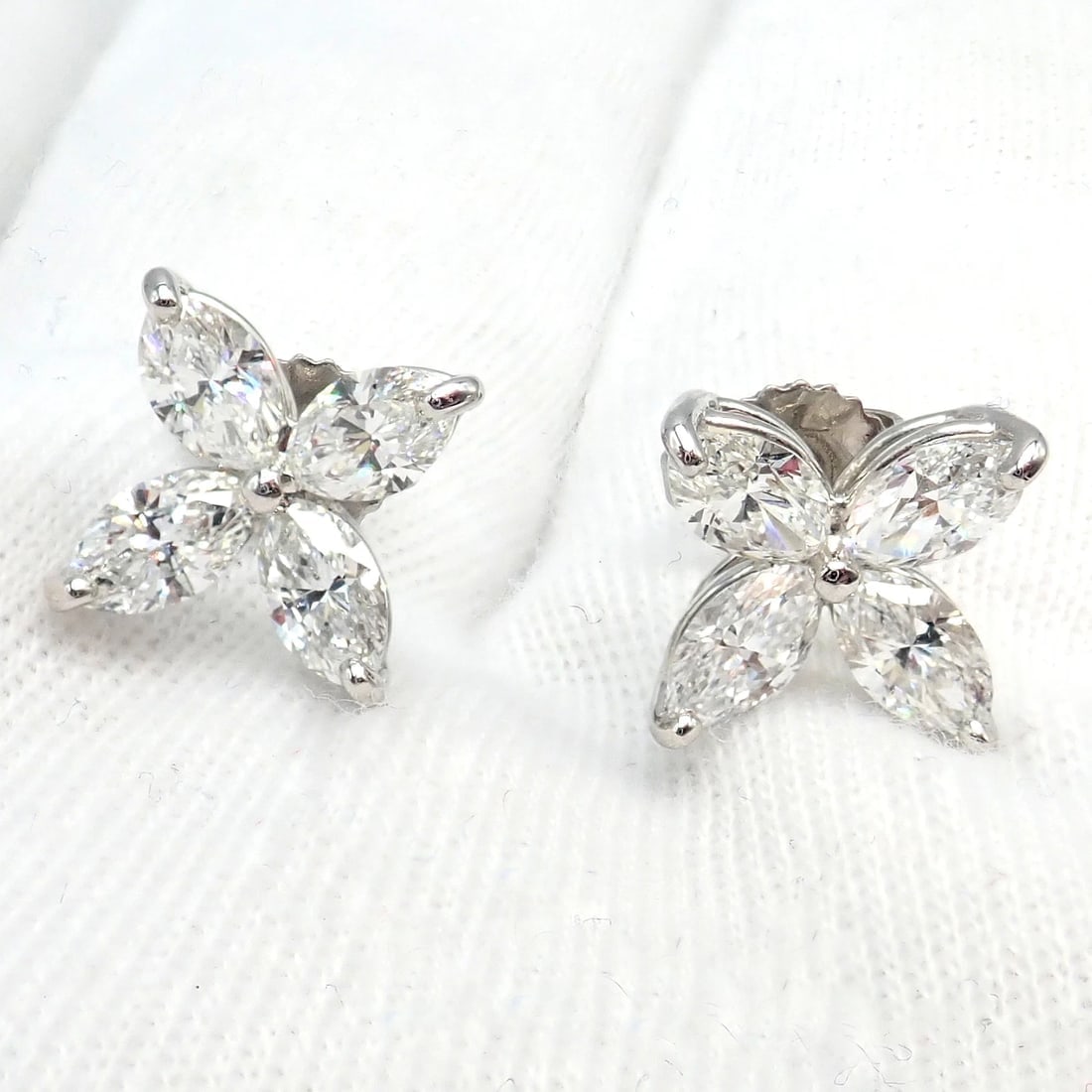Authentic! Tiffany & Co Platinum Victoria Marquise Cut Diamond Large Earrings - 6