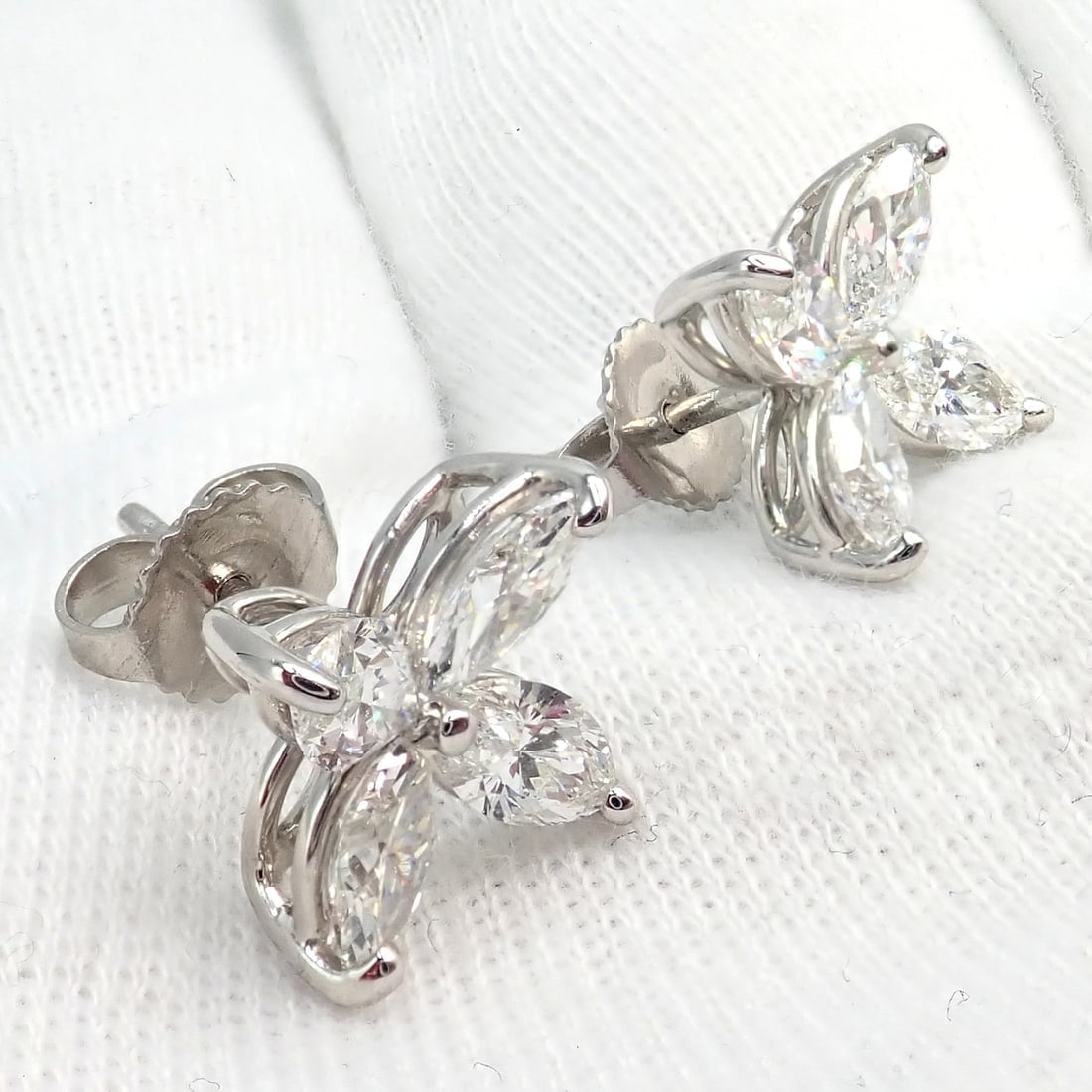 Authentic! Tiffany & Co Platinum Victoria Marquise Cut Diamond Large Earrings - 7