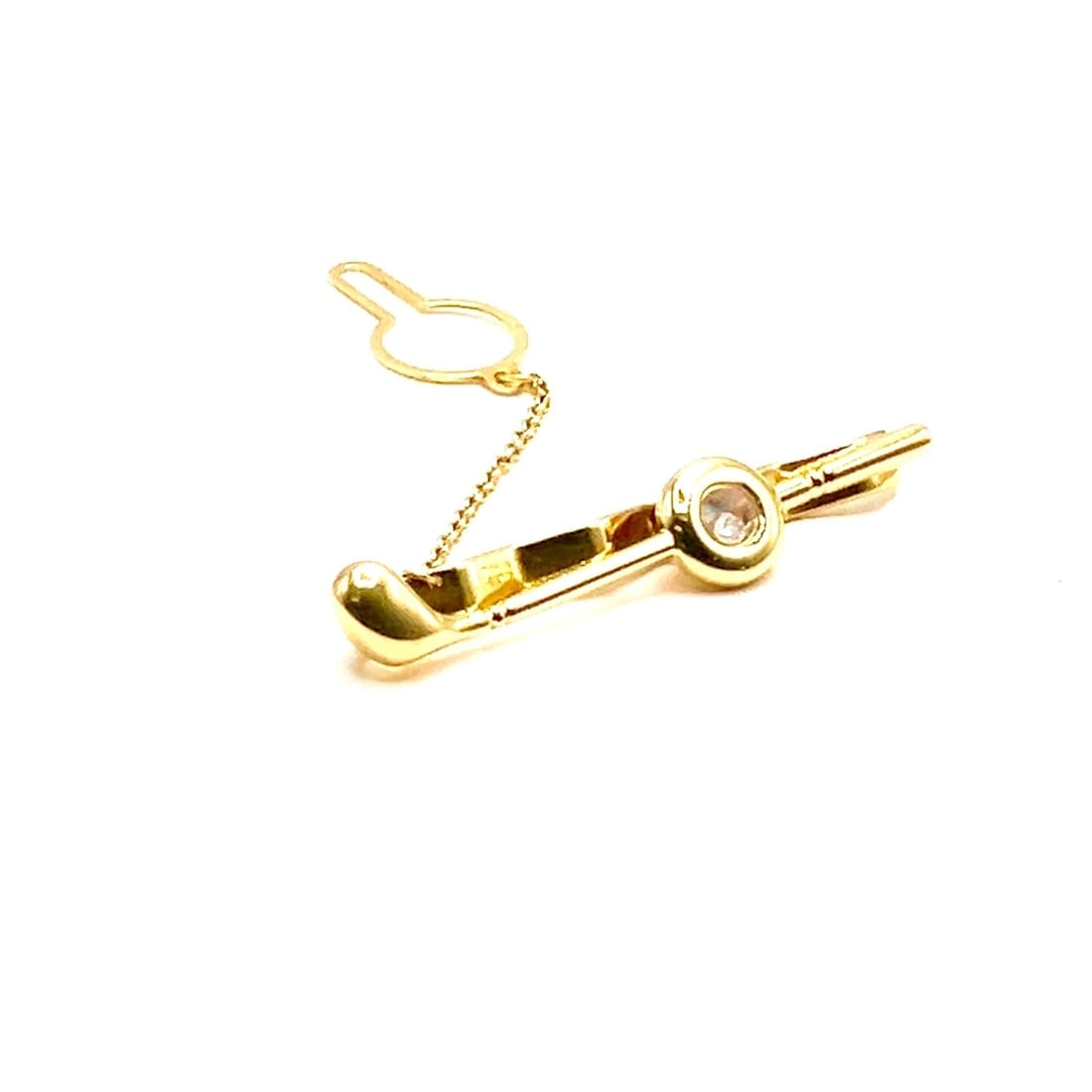 Authentic! Chopard 18k Yellow Gold Happy Diamond Golf Club Tie Clip - 2