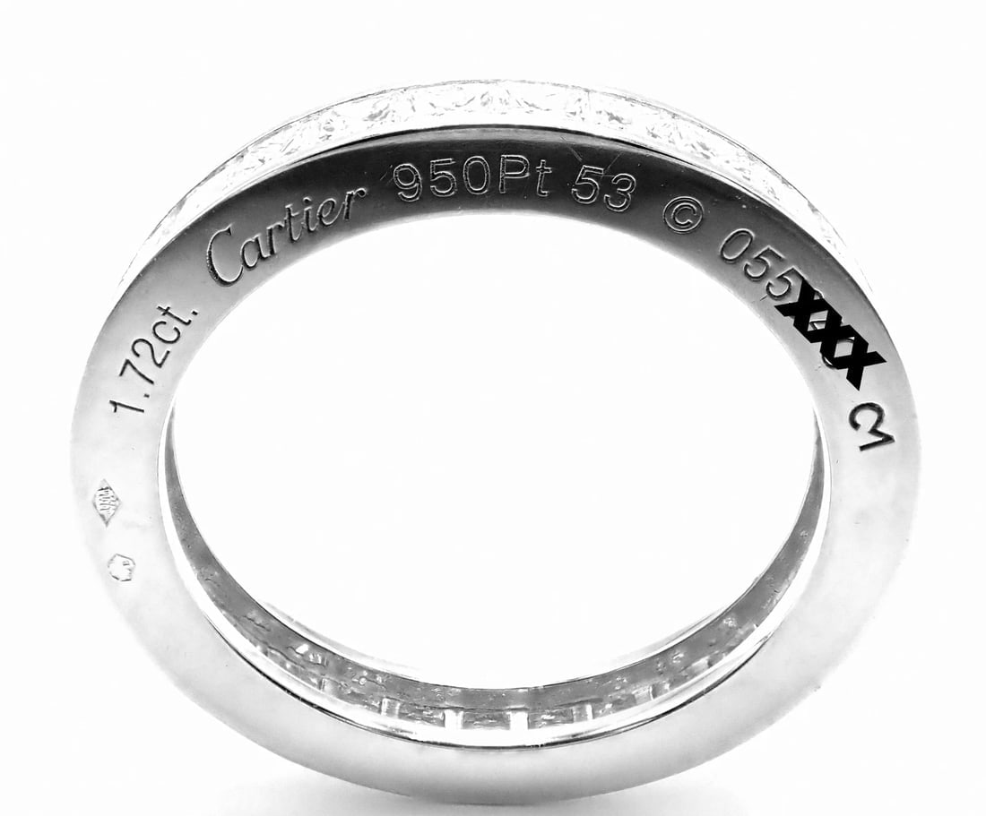 Cartier Platinum Princess Cut Diamond Eternity Band Ring Size 53 US 6.75 Paper - 8