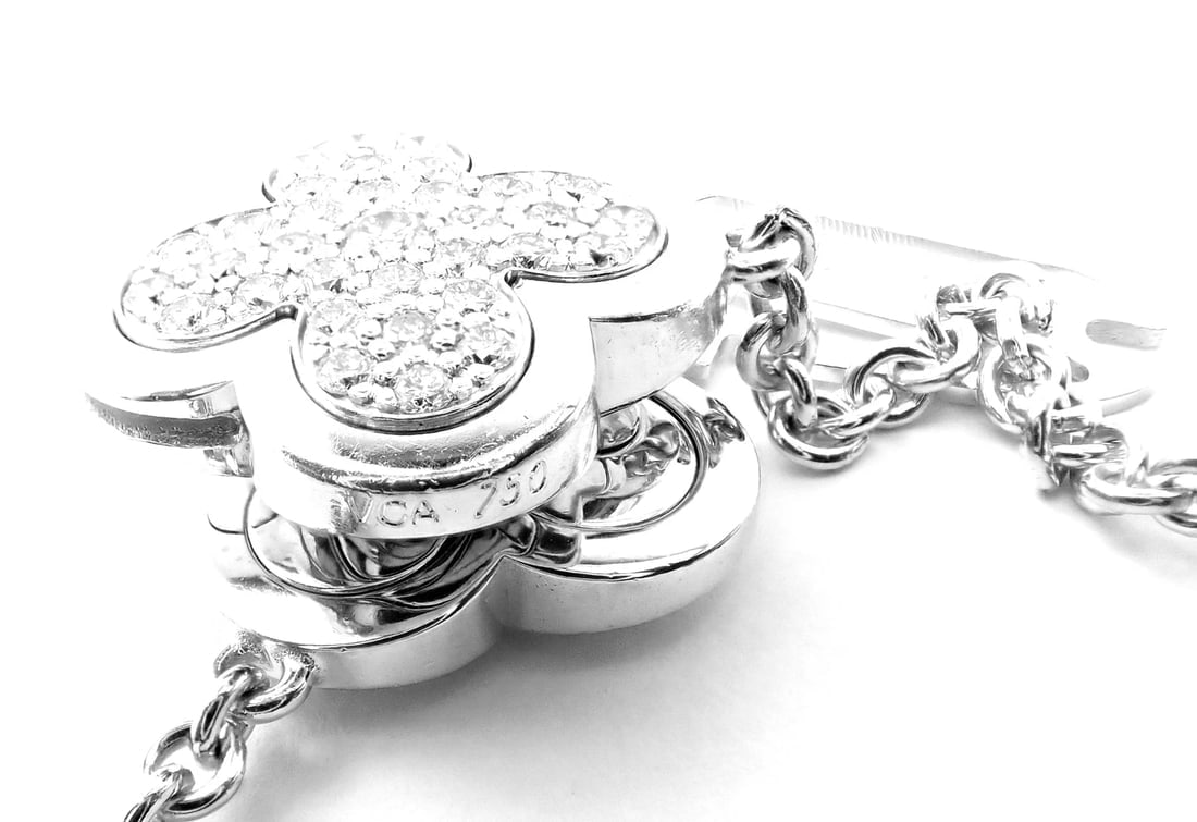 Authentic Van Cleef & Arpels 18k White Gold Diamond Pure Alhambra Necklace Paper - 9