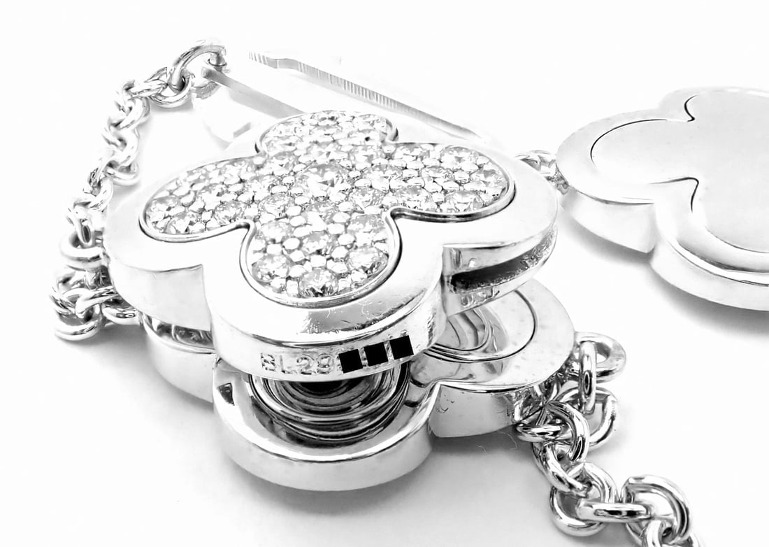 Authentic Van Cleef & Arpels 18k White Gold Diamond Pure Alhambra Necklace Paper - 10