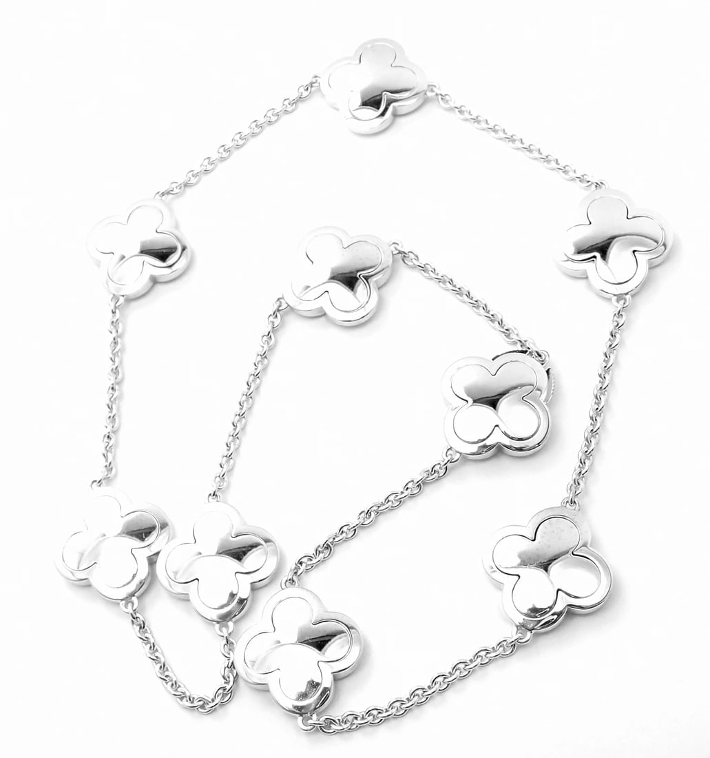 Authentic Van Cleef & Arpels 18k White Gold Diamond Pure Alhambra Necklace Paper - 8