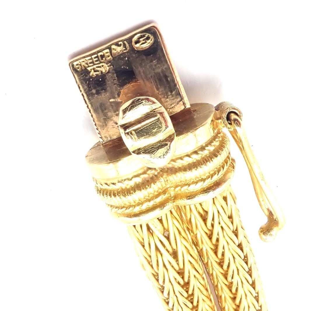 Authentic! Ilias Lalaounis 18k Yellow Gold Diamond Rock Crystal Bangle Bracelet - 9