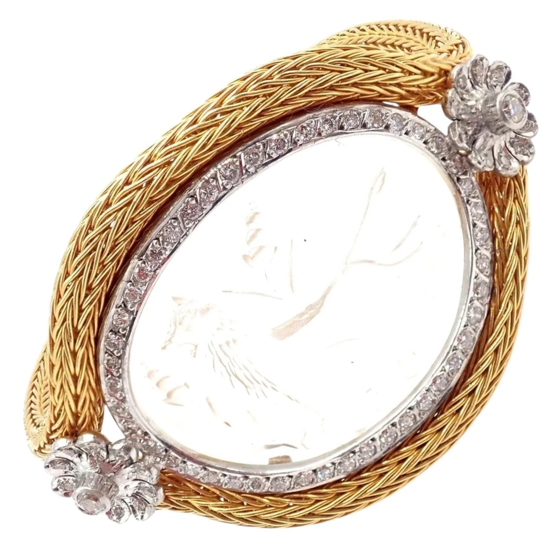 Authentic! Ilias Lalaounis 18k Yellow Gold Diamond Rock Crystal Bangle Bracelet (1 of 13)