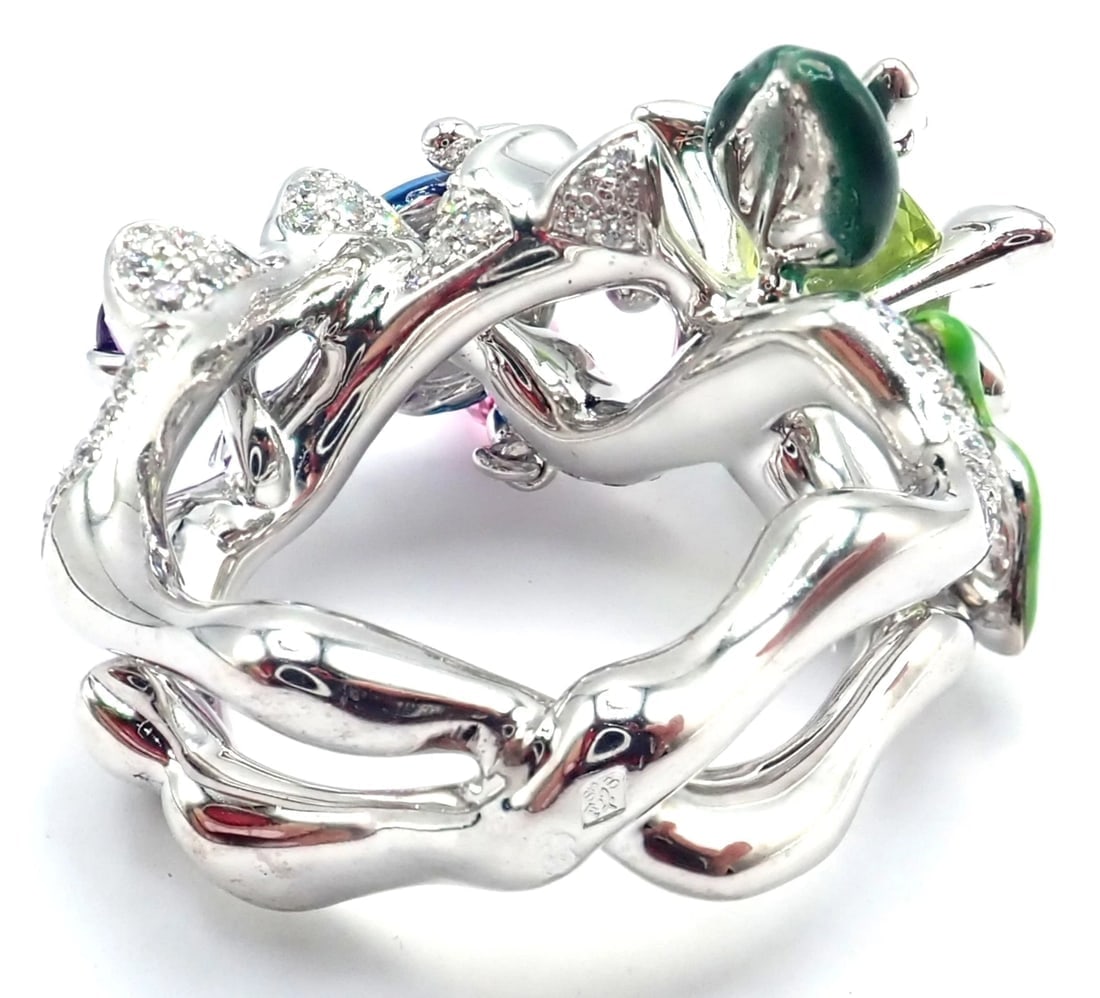 Christian Dior Milly Carnivora Epinosa 18k Gold Diamond Peridot Tourmaline Ring - 7