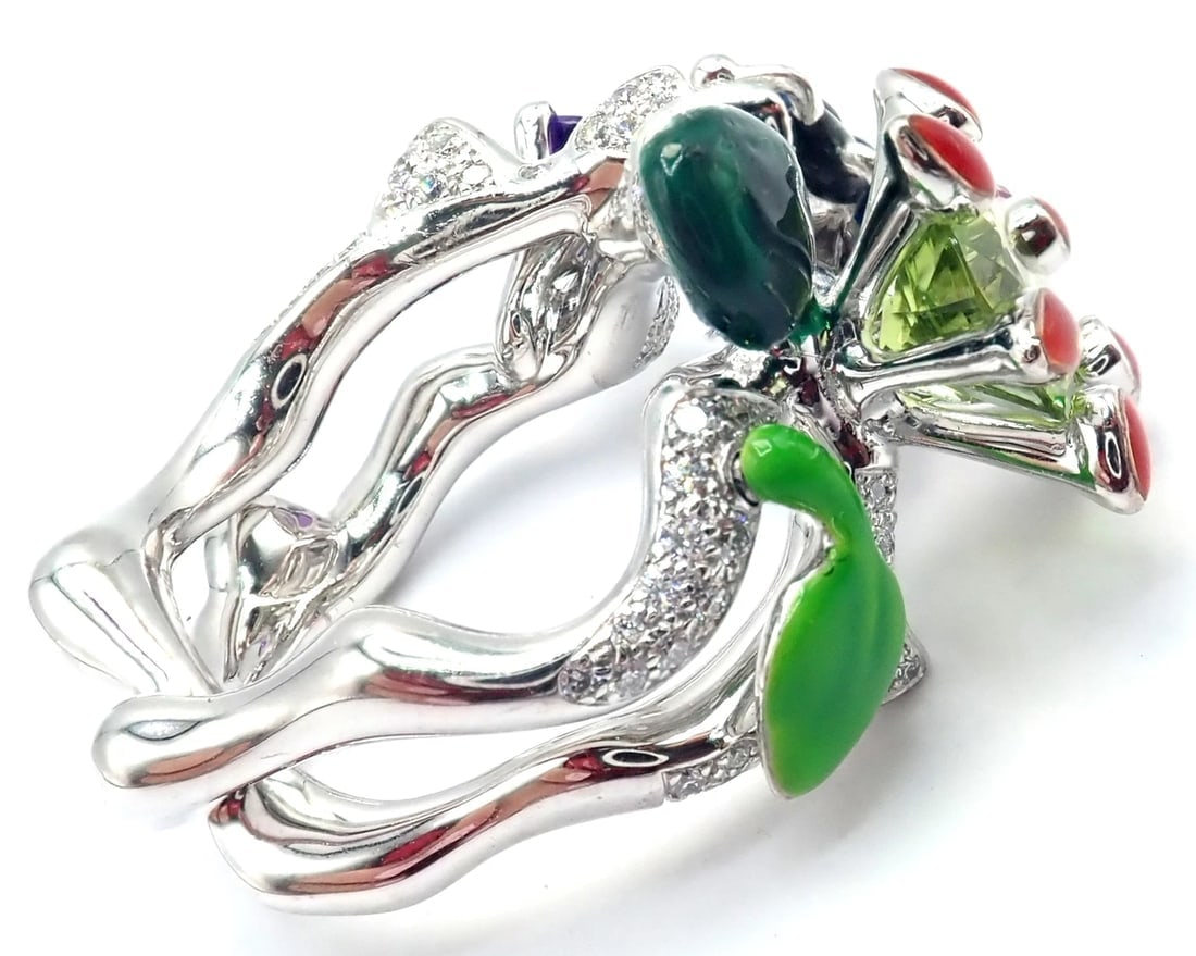 Christian Dior Milly Carnivora Epinosa 18k Gold Diamond Peridot Tourmaline Ring - 8