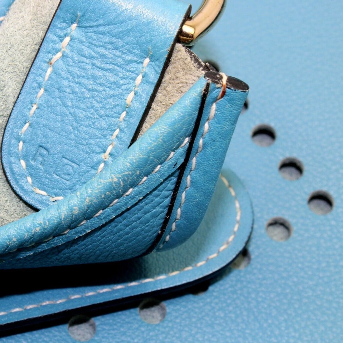 Authentic! Hermes Evelyne Blue Jean Clemence Leather GM Handbag Purse - 10