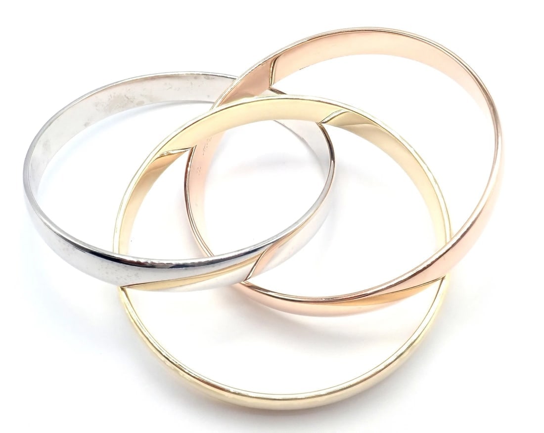 Cartier 18k Tricolor Gold Trinity Large Model Medium Size Bangle Bracelet - 5