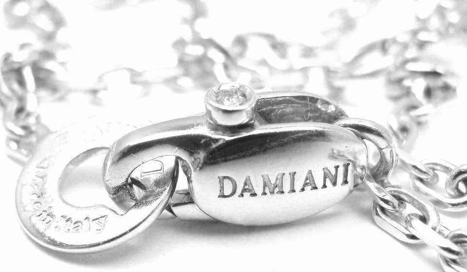 Authentic! Damiani Blasoni Diamond 18k White Gold Pendant Necklace - 7