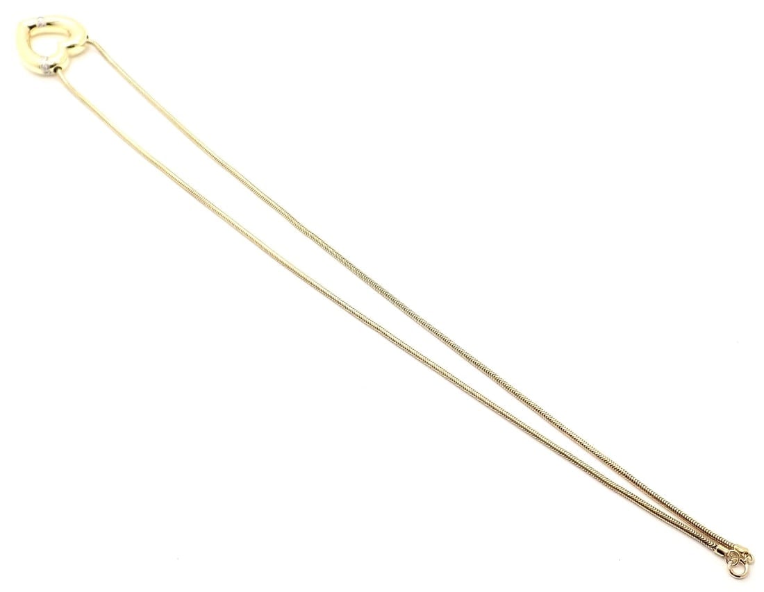 Authentic! Tiffany & Co Picasso 18k Yellow Gold Diamond Heart Pendant Necklace - 12