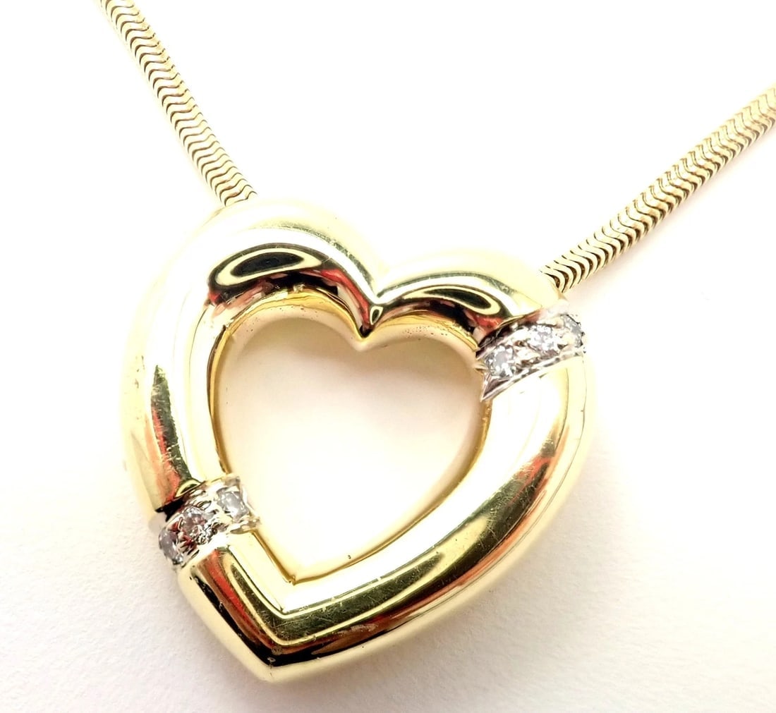Authentic! Tiffany & Co Picasso 18k Yellow Gold Diamond Heart Pendant Necklace - 3