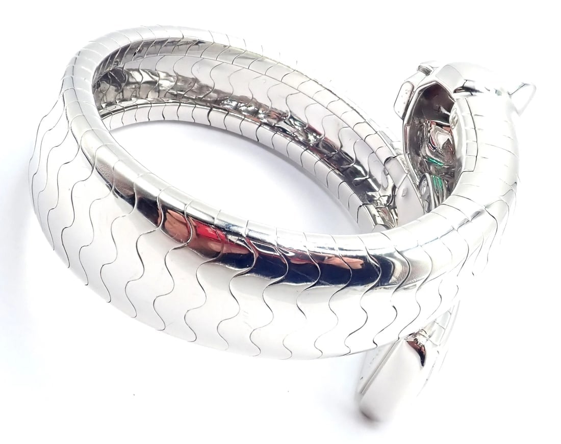 Cartier Panther Panthere 18k White Gold Lakarda Bangle Bracelet Watch Paper - 10