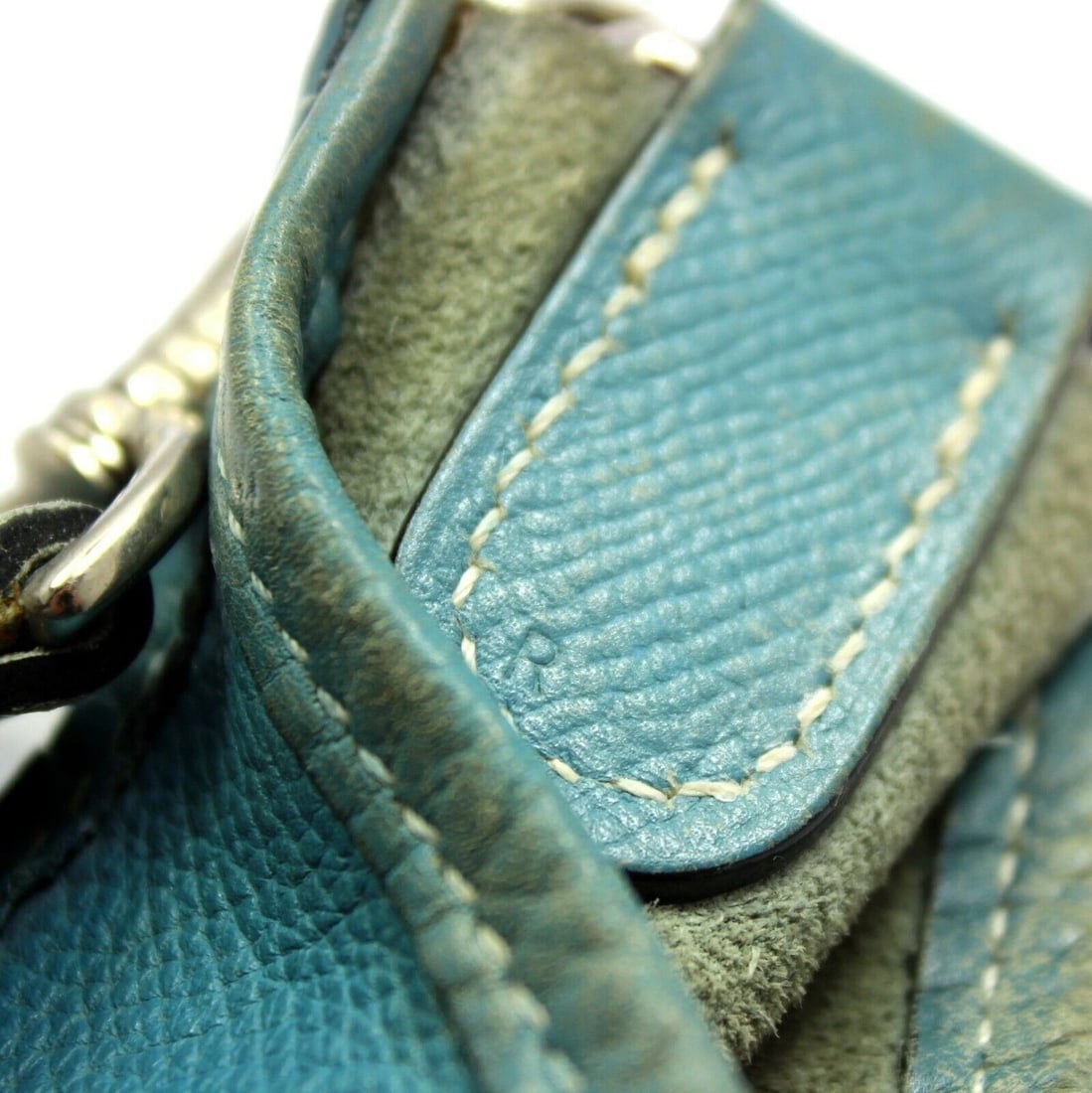 Authentic! Hermes Evelyne Blue Jean Epsom Leather PM Handbag Purse - 9