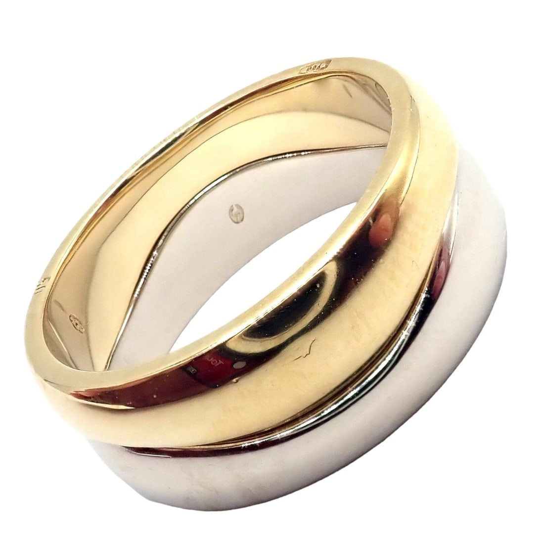 Authentic! Cartier 18k Yellow + White Gold Two Stacking Puzzle Band Ring Size 50 (1 of 11)