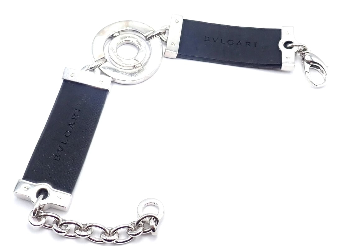 Authentic! Bvlgari Bulgari Astrale 18k White Gold Diamond Shagreen Bracelet - 10