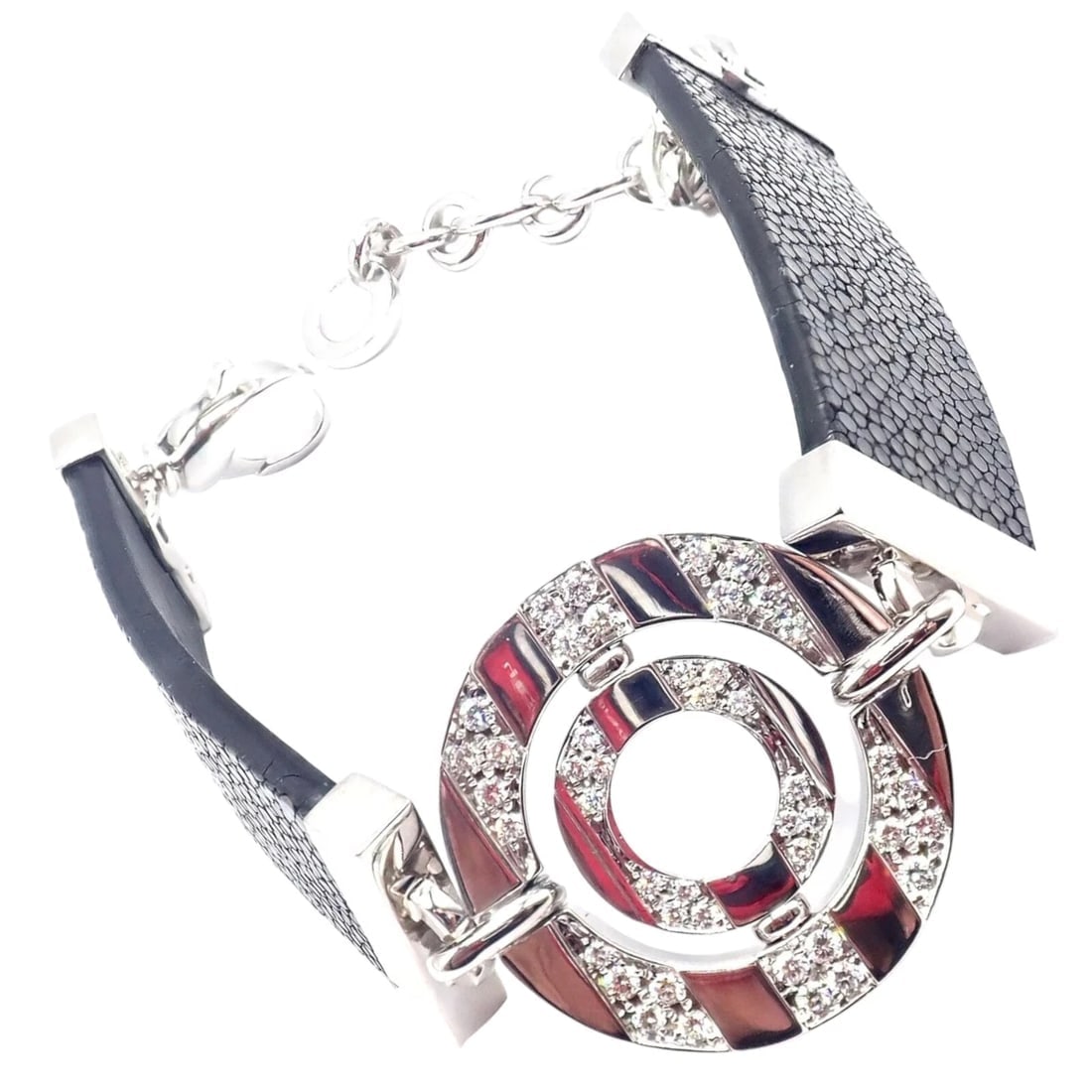 Authentic! Bvlgari Bulgari Astrale 18k White Gold Diamond Shagreen Bracelet: Authentic! Bvlgari Bulgari Astrale 18k White Gold Diamond Shagreen Bracelet About This Piece: The Bvlgari Bulgari Astrale 18k White Gold Diamond Shagreen Bracelet is an exquisite piece, featuring a