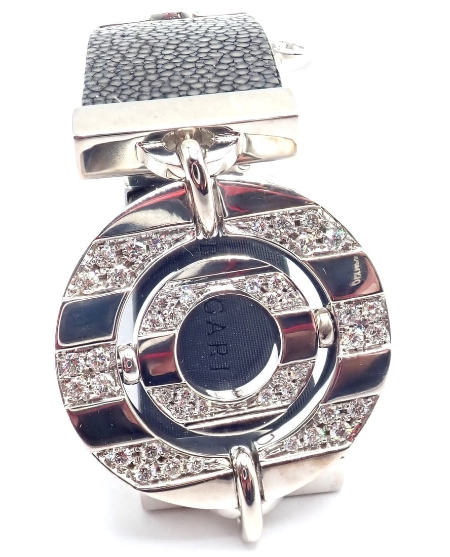 Authentic! Bvlgari Bulgari Astrale 18k White Gold Diamond Shagreen Bracelet - 4