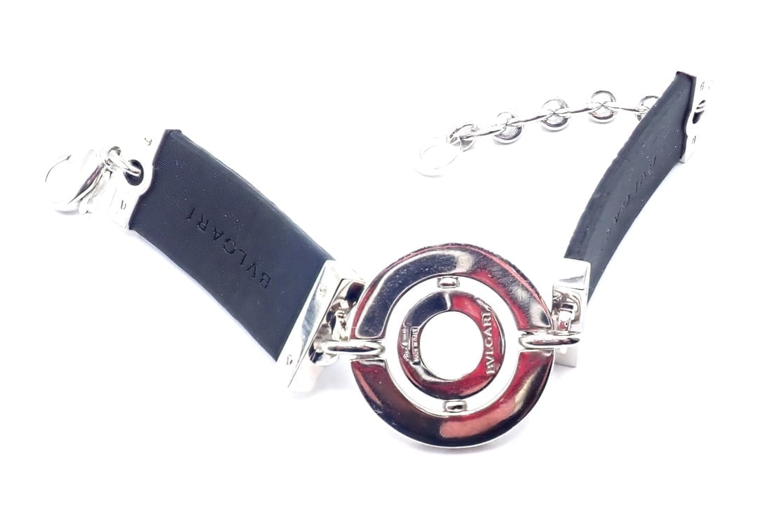 Authentic! Bvlgari Bulgari Astrale 18k White Gold Diamond Shagreen Bracelet - 5