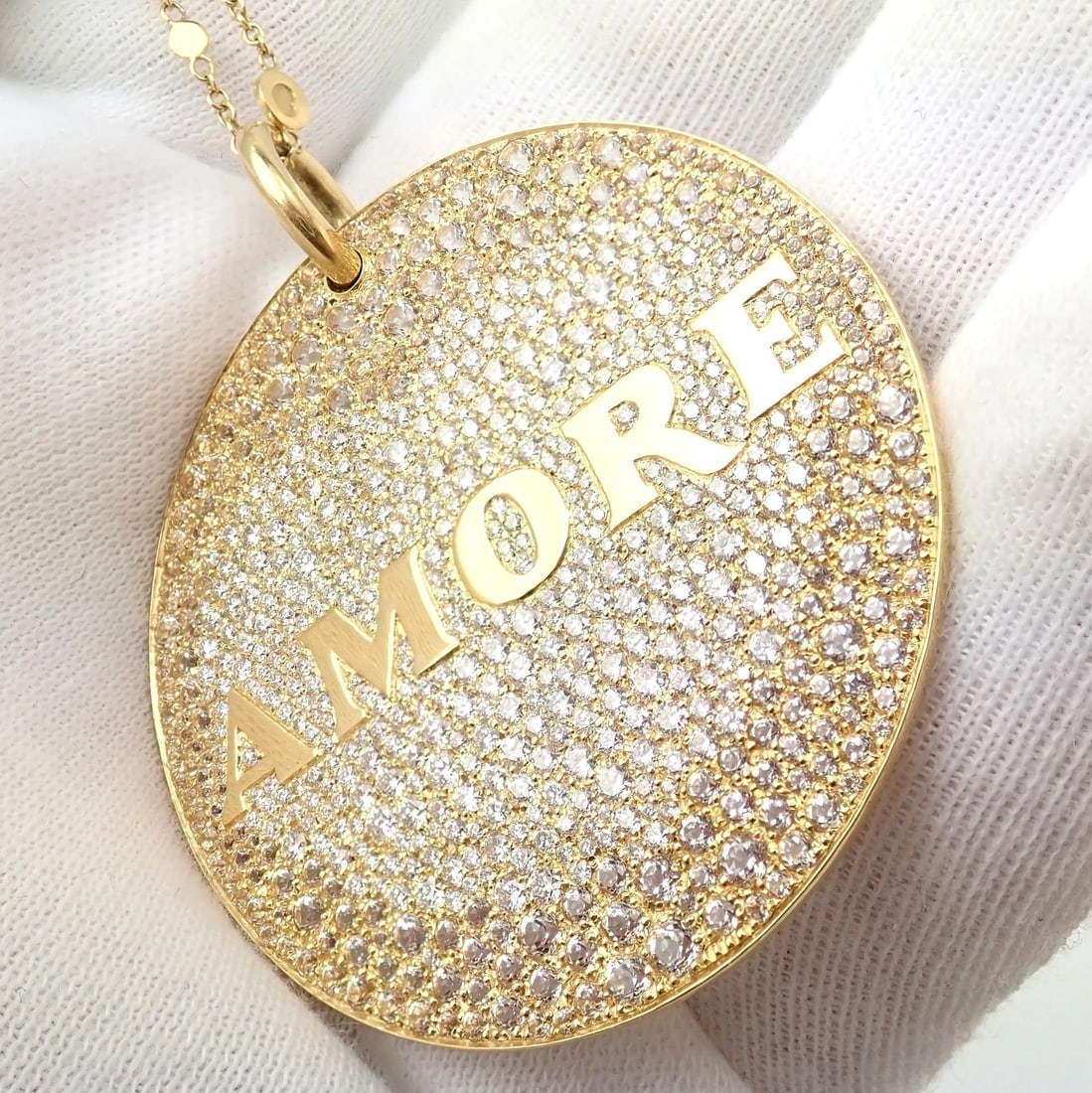 Pasquale Bruni 18k Yellow Gold Extra Large Diamond + Sapp Amore Pendant Necklace - 9