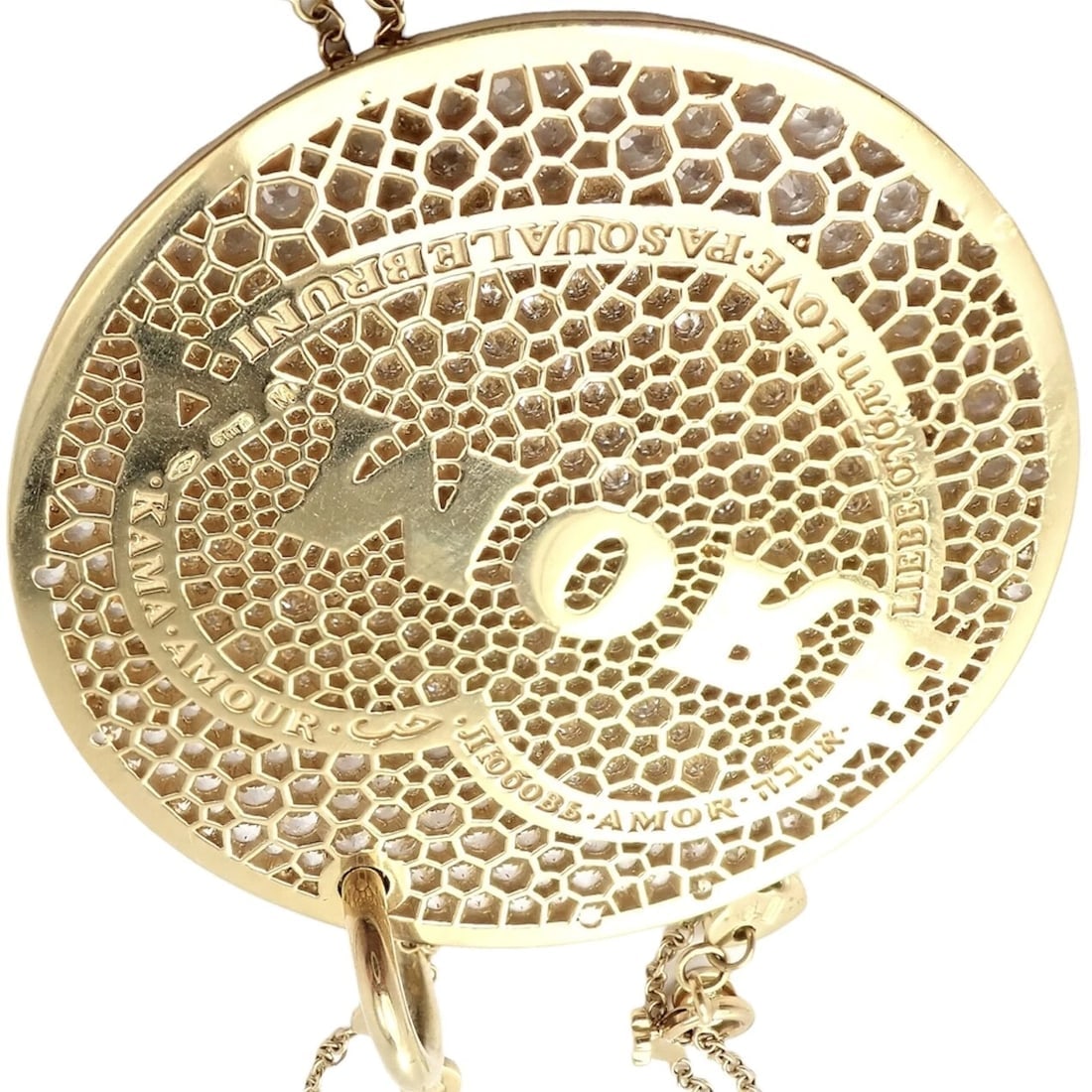 Pasquale Bruni 18k Yellow Gold Extra Large Diamond + Sapp Amore Pendant Necklace - 16