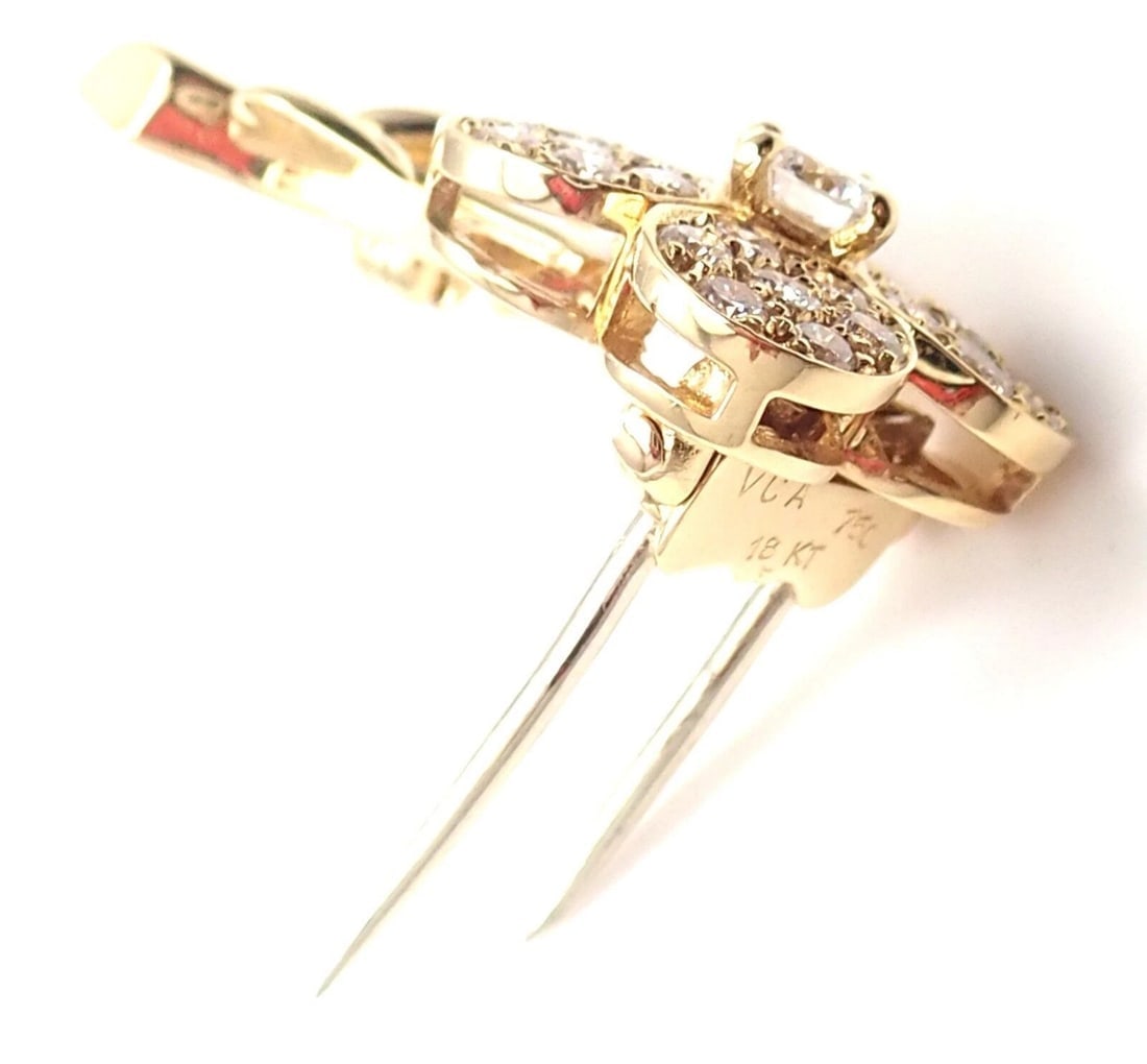 Rare! Authentic Van Cleef & Arpels Diamond 18k Yellow Gold Flower Pin Brooch - 3