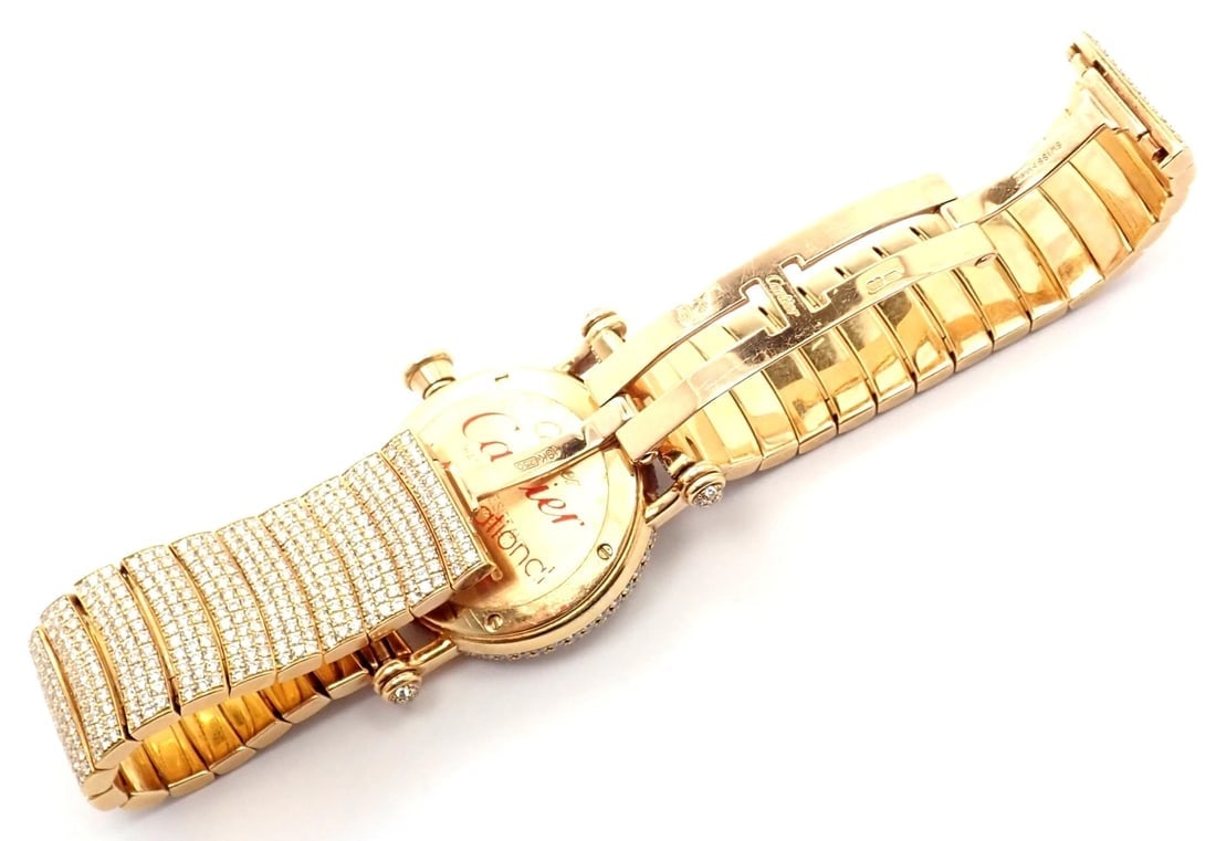 Authentic! Cartier Diabolo Pave 15ct Diamond 18k Yellow Gold Quartz Watch 1450 - 10