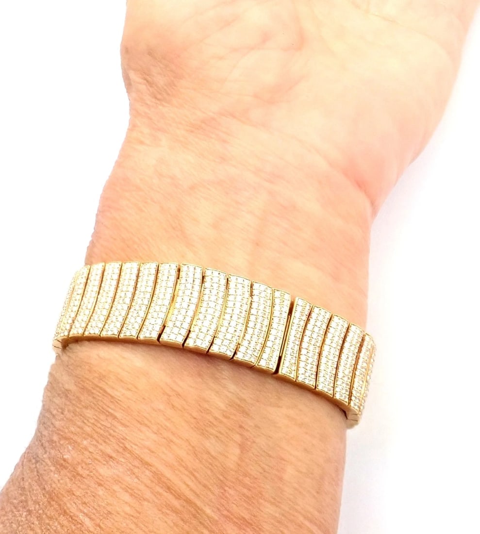 Authentic! Cartier Diabolo Pave 15ct Diamond 18k Yellow Gold Quartz Watch 1450 - 12