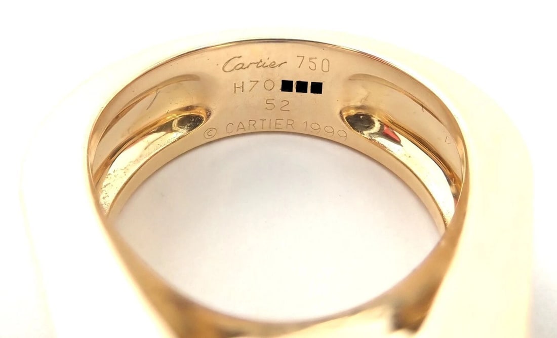 Authentic! Cartier Tankissi 18k Yellow Gold Diamond Large Amethyst Ring Paper - 8