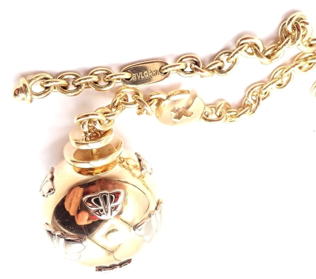 Authentic! Bulgari Bvlgari 18k Yellow Gold Butterfly Globe Pendant Link Chain - 11