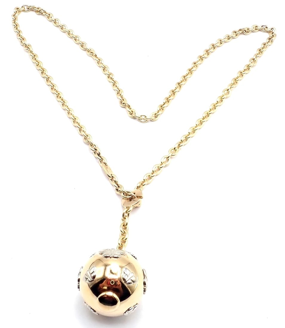 Authentic! Bulgari Bvlgari 18k Yellow Gold Butterfly Globe Pendant Link Chain - 4