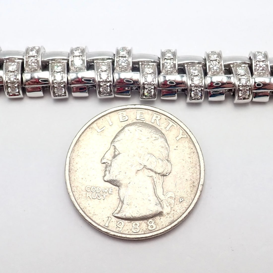 Authentic! Tiffany & Co Vannerie 18k White Gold Basket Weave Diamond Necklace - 7