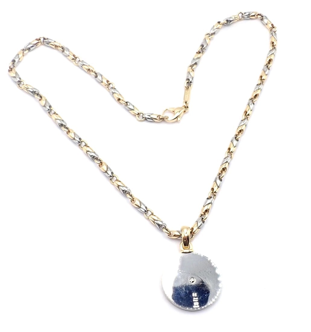 Authentic! Bulgari Bvlgari 18k Yellow Gold Steel Diamond Zodiac Pendant Necklace - 3