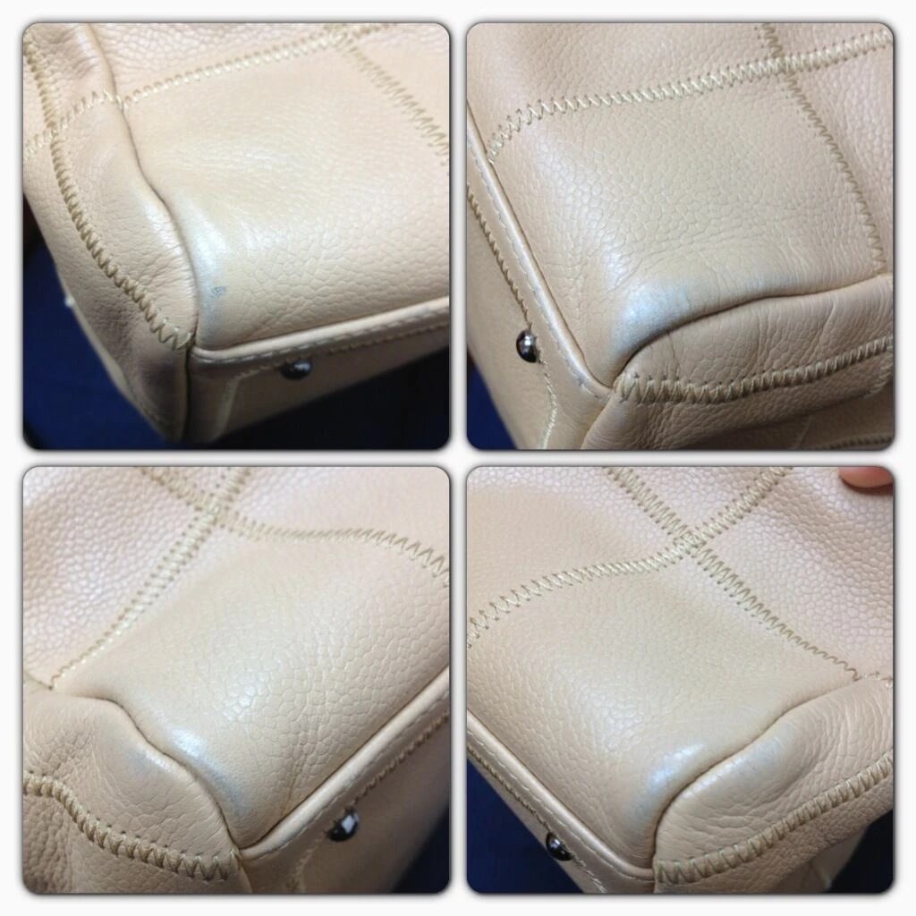 AUTHENTIC 2004 CHANEL LAX SQUARE STITCH CAFE o'LAIT SOFT CAVIAR LEATHER HANDBAG - 11
