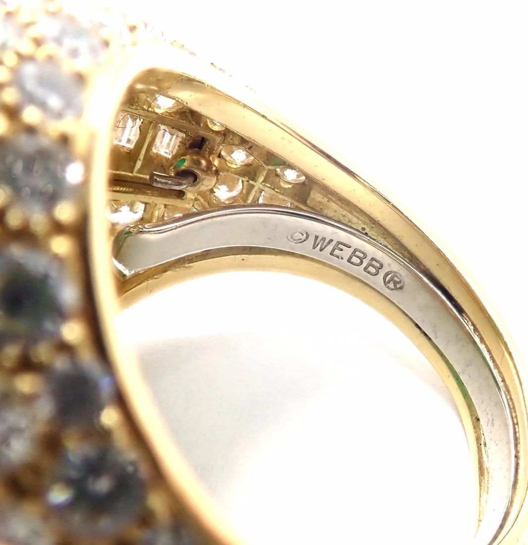 Authentic! David Webb 18k Yellow Gold Diamond Large Colombian Emerald Ring AGL - 10