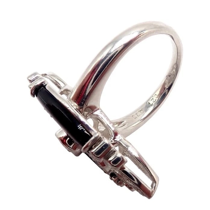 Vintage Estate Platinum Diamond 0.62ctw Onyx Ring sz 7.5 - 12
