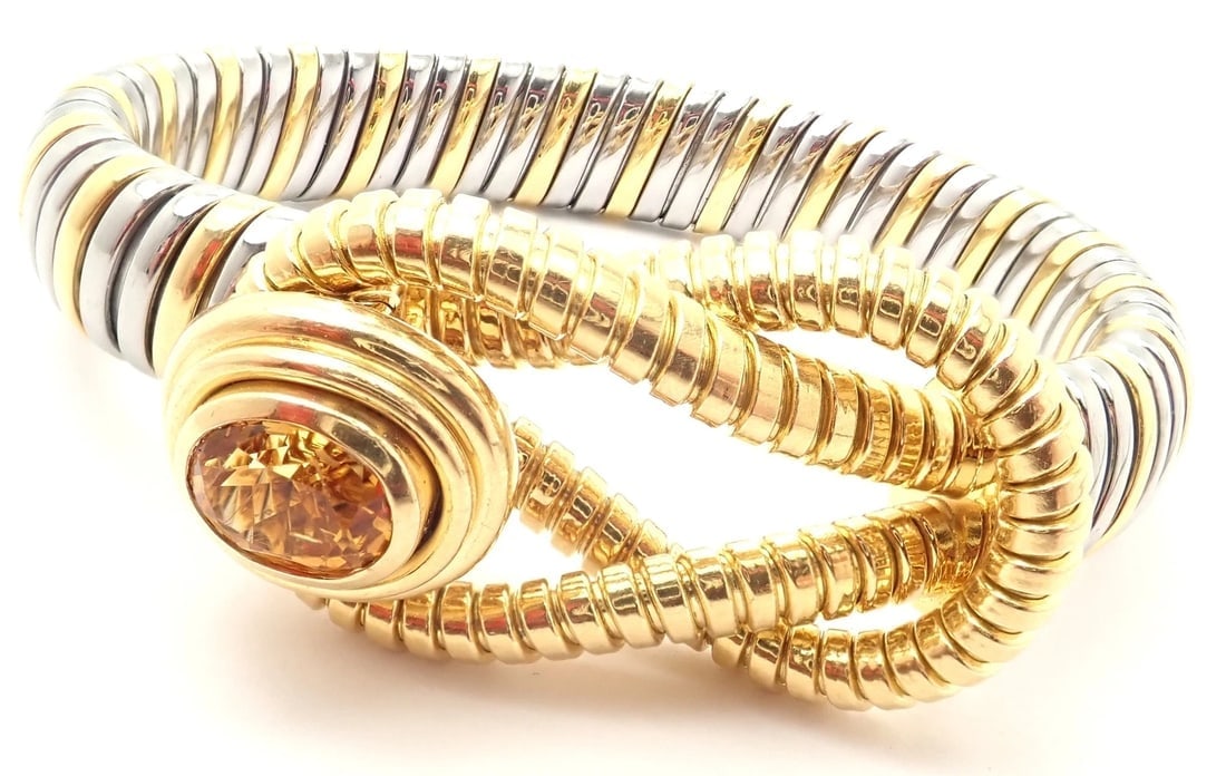 Authentic Cartier Hercules Knot 18k Yellow Gold Stainless Steel Citrine Bracelet - 13