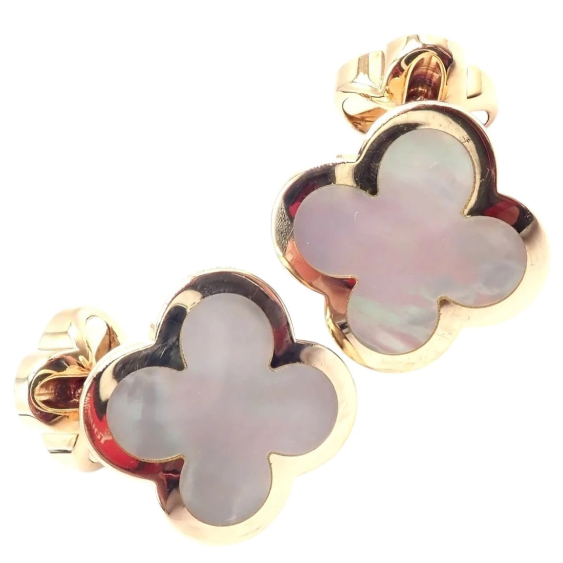 Van Cleef & Arpels 18k Yellow Gold Pure Alhambra Mother Of Pearl Cufflinks Cert.: Van Cleef & Arpels 18k Yellow Gold Pure Alhambra Mother Of Pearl Cufflinks Cert. About This Piece: These rare cufflinks from Van Cleef & Arpels are part of the prestigious Pure Alhambra collection. Ex