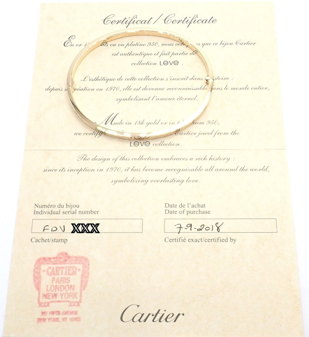 Cartier Love 18k Yellow Gold 10 Diamond Small Model Bangle Bracelet Sz 19 Cert. - 6
