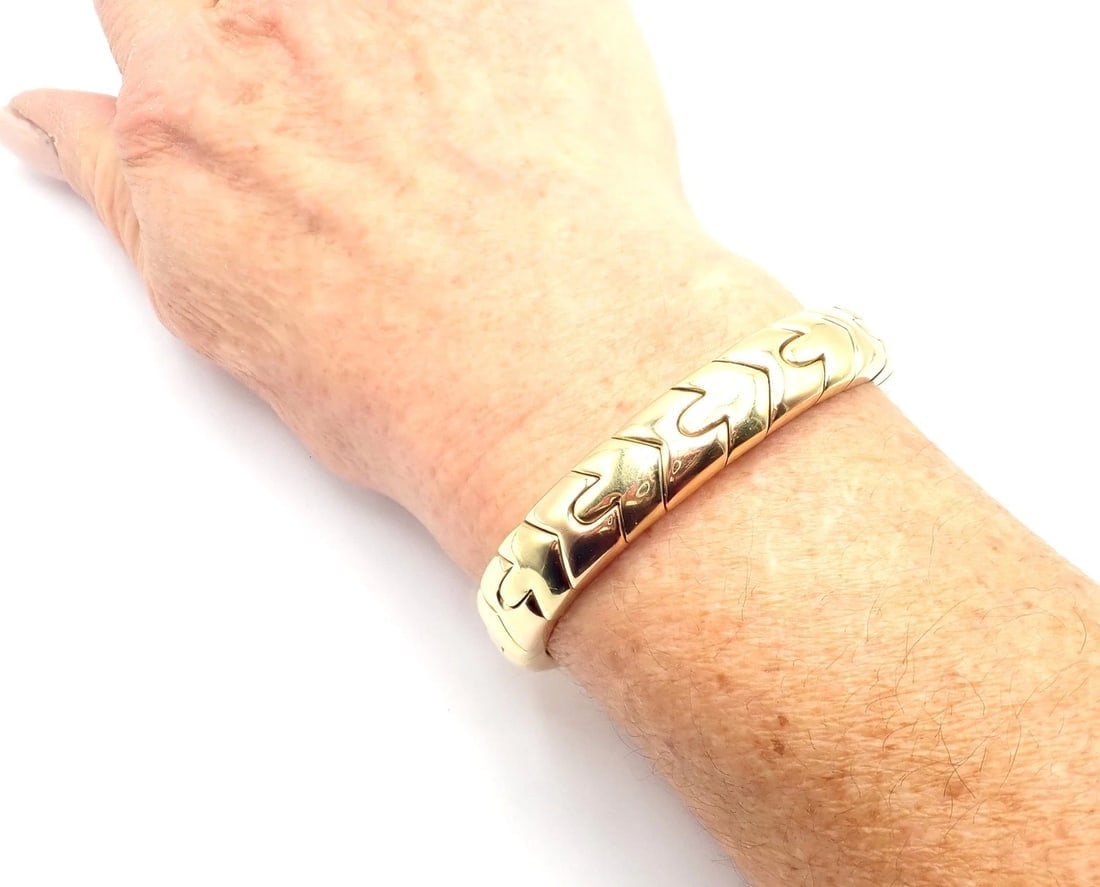 Authentic! Bulgari Bvlgari Alveare 18k Yellow & Rose Gold Bangle Cuff Bracelet - 12