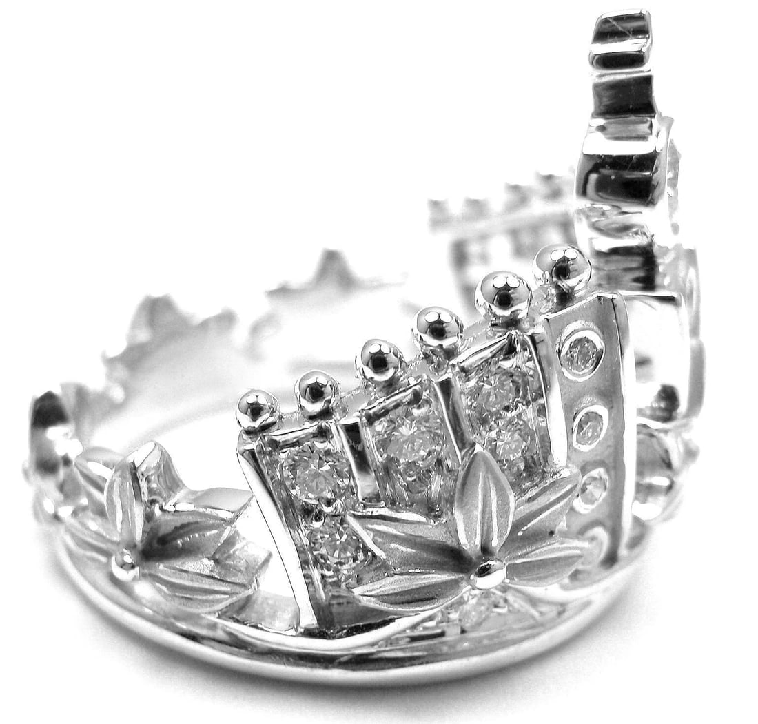 New! Authentic! Carrera Y Carrera 18k White Gold Mi Princess Crown Diamond Ring - 4
