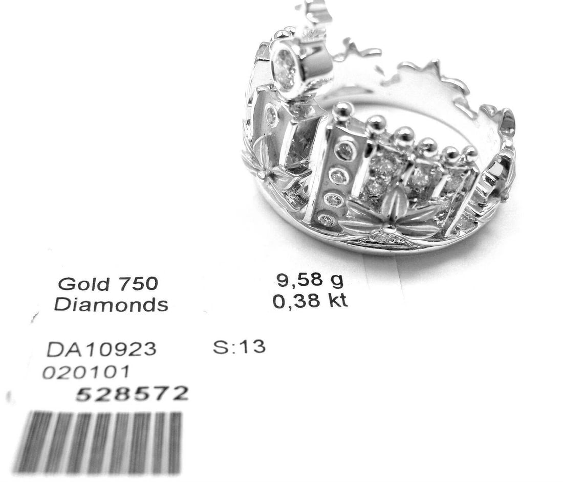 New! Authentic! Carrera Y Carrera 18k White Gold Mi Princess Crown Diamond Ring - 6
