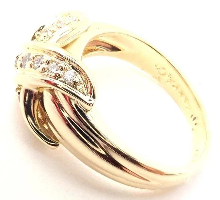 Authentic! Tiffany & Co 18k Yellow Gold Diamond Signature X Band Ring - 5